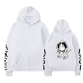 economico Grafica di personaggi di cartoni animati e film-One Piece Monkey D.Rufy Felpa con cappuccio Cartone animato Manga Manga Tasca frontale Grafica Per Da coppia Per uomo Per donna Per adulto Stampa a caldo