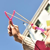 cheap Beach &amp; Outdoor Toys-10pcs Amazing Led Light Arrow Rocket Helicopter Flying Toy Party Fun Gift Elastic Slingshot Flying Copters Birthdays Outdoor Game for Children Kidsfor Gift for Boy&amp;Girls
