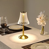 baratos Candeeiros de mesa-candeeiro de mesa de cristal estilo nórdico saia modelagem decoração do quarto atmosfera criativa, lâmpada noturna, recarregável, escurecimento de três engrenagens, fonte de alimentação usb