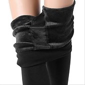 preiswerte Fleece gefütterte Leggings-Damen Fleecehosen Strumpfhosen Leggins Modisch In voller Länge Einfarbig Bauchkontrolle Kolbenheber Komfort elastisch Casual Schwarz Wein Marineblau Braun