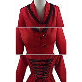 baratos Tops-Retro Vintage Punk e gótico Medieval Casaco Casaco impermeável Casacos Drogador da praga Tamanhos Grandes Côr Sólida Fantasia Mulheres Dia Das Bruxas Carnaval Baile de Máscaras Festa dia das Bruxas