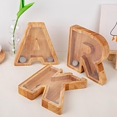 economico I regali-salvadanaio in legno fai da te per ragazzi e ragazze lettere salvadanaio in legno salvadanaio, salvadanaio in legno regalo per compleanno bambini, regalo di Natale