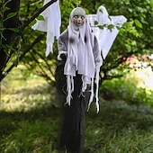 abordables Decoración exterior-decoración de halloween colgando fantasma transfronterizo especial para esqueletos, gasas, caras de fantasmas, accesorios de miedo en la puerta de la casa embrujada, colgante fantasma