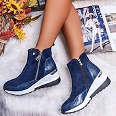 ieftine Botine-Pentru femei Unisex Cizme Pantofi de piele intoarsa Mărime Plus Size Muncă Zilnic Ghete Botine Vârf rotund Sportiv Epocă Piele de Căprioară Fermoar Negru Albastru piscină Maro