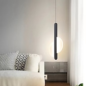 cheap Island Lights-20 cm LED Pendant Light Nordic Black Hanging Light with White Lampshade Dining Room Office Bedroom Simple Geometric Metal Black LED Modern 220-240V