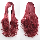 economico Parrucche da festa-parrucca cos parrucca 80 cm capelli ricci lunghi capelli ricci multicolori in seta ad alta temperatura parrucche anime di halloween