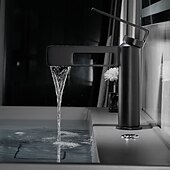 abordables Classiques-Robinet de lavabo de salle de bain, robinet de salle de bain noir, robinets de bain en forme de pistolet à un trou en laiton (noir/gris/chrome/doré)
