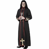 cheap Men&#039;s Costumes-Vampire Pastor Cosplay Costume Masquerade Adults&#039; Men&#039;s Cosplay Halloween Carnival Performance Halloween Halloween Carnival Masquerade Easy Halloween Costumes With Wig