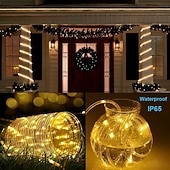 levne LED pásky-solární provazová světla venkovní 2 balení led pohádková řetězová světla 20/12/7m 200/100/50 led zahradní dekorace el 5mm solární panel 2ks teplé bílé studené bílé rgb sváteční světla venkovní párty dovolená solární napájení