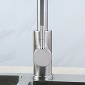economico Rubinetti per lavello-rubinetto della cucina, maniglia singola in acciaio inossidabile 304 un foro nichel spazzolato estraibile / pull-down / beccuccio standard centerset rubinetti da cucina contemporanei minimalisti /