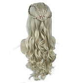 ieftine Peruci de petrecere-casa dragonului perucă daenerys targaryen perucă perucă cosplay perucă blondă albă perucă ondulată lungă perucă pentru femei daenerys targaryen perucă prințesă dragon
