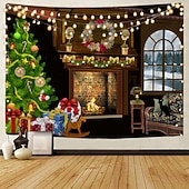 billige hengende juleteppe-julepynt julenissen juletre feriefest jul stor veggteppe kunst dekor foto bakgrunn bakteppe teppe hengende hjem soverom stue peis strømpe gave polyester