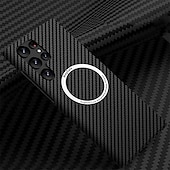 Недорогие Чехлы для Samsung-Чехол для телефона Samsung Galaxy S23 S22 S21 Plus Ultra с Magsafe магнитный пылезащитный защита от падений с угловыми/волнообразными линиями углеродное волокно