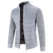 preiswerte Herren Strickjacke-Herren Strickjacke Reißverschluss-Pullover Pulloverjacke Fleece Pullover Gerippt Stricken Stehkragen Bekleidung Winter Dunkelgrau Schwarz S M L