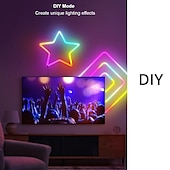 abordables Contrôle WiFi et musique-3 m/5 m rgbic bandes lumineuses néon avec wifi néon corde lumière bricolage barre lumineuse app contrôle musique synchronisation tv rétro-éclairage jeu salon chambre décoration