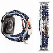 baratos Pulseiras de Apple Watch-Pulseira de joias Compatível com Pulseira Apple Watch 38mm 40mm 41mm 42mm 44mm 45mm 49mm Feminino Elástico Com Miçangas Contas pulseira de substituição para iwatch Ultra 2 Series 9 8 7 SE 6 5 4 3 2 1