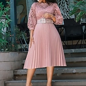 economico Vestito Semplice-Per donna Abito al ginocchio Vestito da festa Vestito tubino Abito da chiesa Di tendenza Moderno Maturo Esterno Vestito invernale Da mare Standard Colore puro Manica lunga Girocollo Nero Bianco Rosa