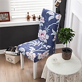 abordables Couverture de chaise de salle à manger-Housse de chaise de salle à manger géométrique 1 pièce, housse de siège extensible, housse de protection de chaise pour salle à manger, mariage, décoration de Noël