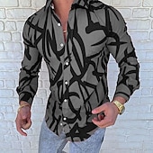 billiga Geometriska mönster-Herr Geometriska mönster Abstrakt Skjorta Knapp upp skjorta Långärmad Mode Designer Ledigt Utomhus Dagligen Höst Vinter Krage Mönster Button-Down Svart Gul Rubinrött Blå Grön