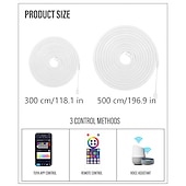 abordables Contrôle WiFi et musique-3 m/5 m rgbic bandes lumineuses néon avec wifi néon corde lumière bricolage barre lumineuse app contrôle musique synchronisation tv rétro-éclairage jeu salon chambre décoration