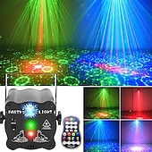 olcso Színpadi fények-party fények beltéri dj disco fények – több mintás hanggal aktiválható lézerfények, flash színpadi projektor otthoni, bulik, esküvők, karaoke és ünnepi dekorációk számára