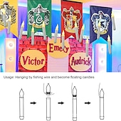 baratos Luzes de velas-12 peças velas flutuantes de natal com controle remoto led velas sem chama penduradas castiçais sem chama velas de led com ganchos cintilantes operados por bateria para halloween igreja natal natal