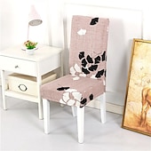 abordables Couverture de chaise de salle à manger-Housse de chaise de salle à manger géométrique 1 pièce, housse de siège extensible, housse de protection de chaise pour salle à manger, mariage, décoration de Noël