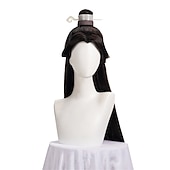 economico Parrucche Anime-parrucca cosplay mo dao zu shi solo maestro della coltivazione demoniaca lan wangji wei wuxian parrucche sintetiche lunghe nere di halloween
