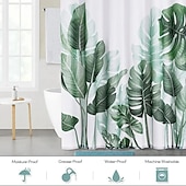 billige Dusjforheng-Dusjforheng med kroker 180cm*180cm(70&quot;*70&quot;) Egnet å skille mellom våt og tørr sone i badet Vanntett Oljeavstøtende Blomster Botanisk Landskap