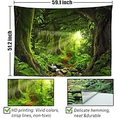preiswerte Landschaftsteppich-Landschaft groß Wandteppich Baum Höhle Natur Wandteppich Wandbehang nebliger Baum Wandteppich Dschungel Bach Wandteppich Sonnenschein durch Baum für Schlafzimmer Wohnzimmer Wandtuch XXL Natur