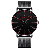 economico Orologi al quarzo-Orologio al quarzo di Ginevra per uomini orologio minimalista ultra sottile in acciaio inossidabile orologio elegante da uomo orologio al quarzo business casual