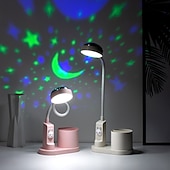 abordables Lámparas de escritorio-Escritorio led usb recargable con portalápices oscurecimiento 3 brillo lámpara de escritorio flexible led lectura flexible protección ocular lámpara de escritorio proyector de estrellas luz nocturna