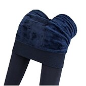 preiswerte Fleece gefütterte Leggings-Damen Fleecehosen Strumpfhosen Leggins Modisch In voller Länge Einfarbig Bauchkontrolle Kolbenheber Komfort elastisch Casual Schwarz Wein Marineblau Braun