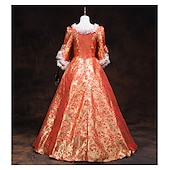 Χαμηλού Κόστους Φορέματα-Ροκοκό Βικτοριανό Αναγέννησης Μακρύ Φορέματα Κοστούμι πάρτι Χορός μεταμφιεσμένων Μεγάλα Μεγέθη Κανονικό Μπαλούν Μανίκι Flare Cuff Πριγκίπισσα Μεγάλα Μεγέθη Δαντέλα Καμβάς Πεπαλαιωμένο Βραδινή τουαλέτα