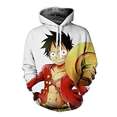 economico Grafica di personaggi di cartoni animati e film-One Piece Pellicola: rosso Monkey D.Rufy Felpa con cappuccio Cartone animato Manga Manga 3D Tasca frontale Grafica Per Da coppia Per uomo Per donna Per adulto Stampa 3D