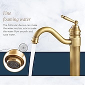 economico Classici-Rubinetto per lavabo da bagno monocomando in ottone antico. Miscelatore per lavabo da bagno a lunga portata in ottone spazzolato