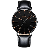 economico Orologi al quarzo-Orologio al quarzo di Ginevra per uomini orologio minimalista ultra sottile in acciaio inossidabile orologio elegante da uomo orologio al quarzo business casual