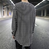 cheap Basic T shirts-Men&#039;s T Shirt Long Sleeve Shirt Long Sleeve Crew Neck Spring Fall Striped Lightweight Casual Comfortable Vacation Casual Weekend Black White Top Tee for Men