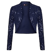 billige bryllup gjesteomslag-Kvinne Wrap Bolero Kåper  Jakker Funkler  Skinner Lange Ermer Paljetterte Bryllup Gjest Wraps Med Glitter Bryllup Alle Årstider Kjole Å Imponere