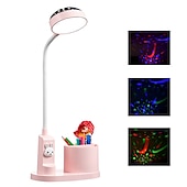 abordables Lámparas de escritorio-Escritorio led usb recargable con portalápices oscurecimiento 3 brillo lámpara de escritorio flexible led lectura flexible protección ocular lámpara de escritorio proyector de estrellas luz nocturna