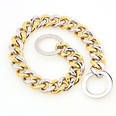 cheap Dog Collars, Harnesses &amp; Leashes-15mm Ebay Titanium Steel Stainless Steel Golden Pitbull Pet Large Dog Chain Pet Chain Collar