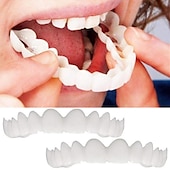 abordables Soins Personnels &amp; Santé-accolades de simulation accolades de simulation en silicone dents sourire, placages de dents mordantes - les dents supérieures et inférieures sont utilisées pour l&#039;enseignement du blanchiment pour couvrir les dents imparfaites et vous faire sourire instan