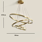 ieftine Design inel și rotund-led pandantiv inel design cerc 3 inele 40/60/80cm candelabre moderne acrilice reglabile 3000k stil modern contemporan bucatarie sufragerie casa bar lumina 110-240v alb cald