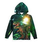 billiga Pojkens 3D-djur-Pojkar 3D Djur Dinosaurie Huvtröja Långärmad 3D-tryck Höst Vinter Aktiv Sport Mode Polyester Barn 3-13 år Utomhus Dagligen Inomhus Normal