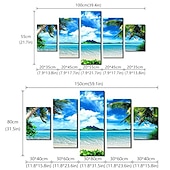 cheap Landscape Prints-5 Panels Landscape Prints Posters/Picture Beach Blue Sea Sunset Modern Wall Art Wall Hanging Gift Home Decoration Rolled Canvas No Frame Unframed Unstretched