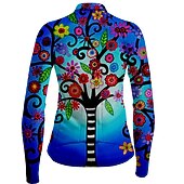 abordables Maillots de mujer-Mujer Maillot de Ciclismo Flores Botánica Manga Larga Bicicleta Camiseta con 3 bolsillos traseros MTB Bicicleta Montaña Ciclismo Carretera Secado rápido Bandas Reflectantes Bolsillo trasero Dispersor