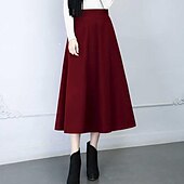 olcso Sima szoknyák-női szoknya lenge munkaszoknyák midi szoknyák zseb egyszínű utcai napi elegáns divat utcai viselet alkalmi fekete borszürke