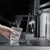 abordables Classiques-Robinet de lavabo de salle de bain, robinet de salle de bain noir, robinets de bain en forme de pistolet à un trou en laiton (noir/gris/chrome/doré)
