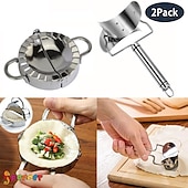 billige Kjøkkenutstyr og -redskap-2 stk rustfritt stål dumpling maker form, wrapper deig cutter pai ravioli empanadas presseform kjøkken tilbehør bakverk verktøy