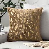 billiga Kuddtrender-dekorativa slängkuddar mjuk plysch kuddfodral guld fjäder modern fyrkantig söm traditionell klassiker för sovrum vardagsrum soffa soffstol överlägsen kvalitet
